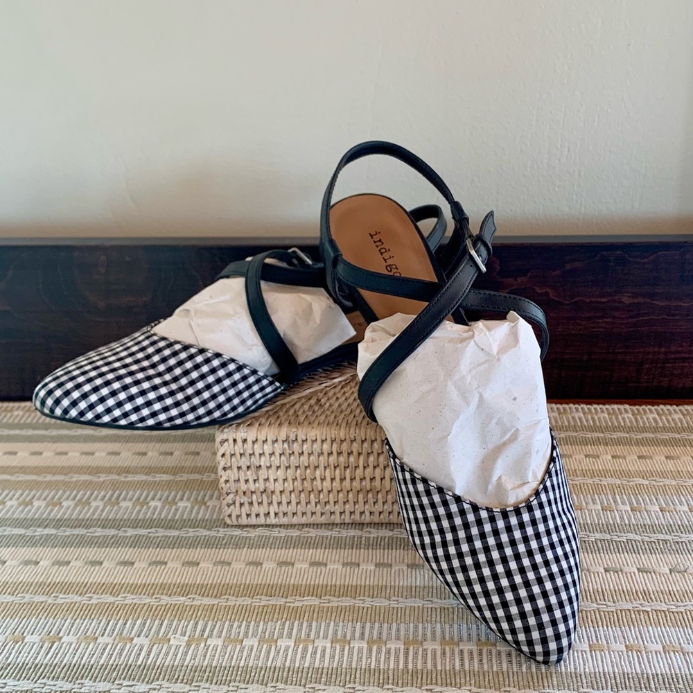 🎉HP‼️💥Indigo Rd Black & White Gingham flats - Size 7.5✨✨✨ - Picture 5 of 12